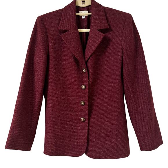 Neiman Marcus 100% Wool Button Front Blazer Size 4 - Picture 1 of 9